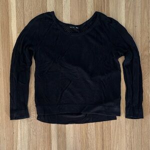 rag & bone Black Long-Sleeve Mesh Knit Top